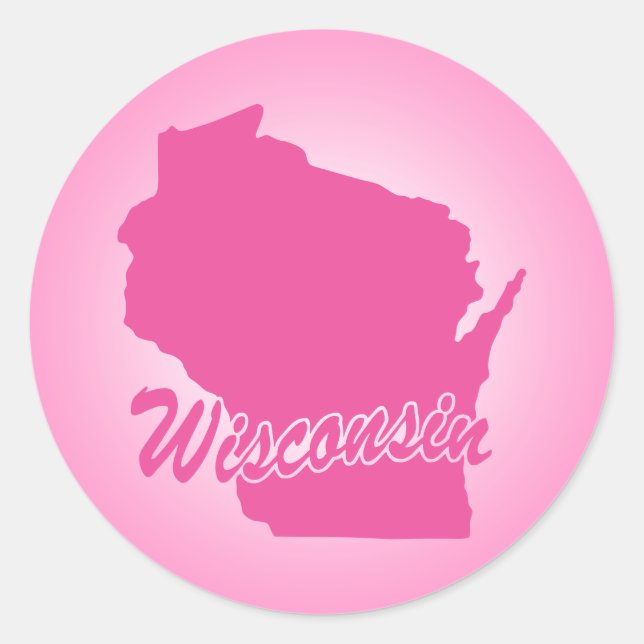 Adesivo Redondo Pink State Wisconsin Classic Round Sticker (Frente)