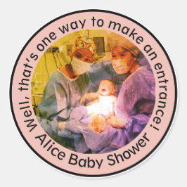 Adesivo Redondo PINK Surgeon Baby Delivery Theme for New Parents