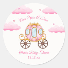 Adesivo Redondo Pink Sweet Fairy Princess Carriage Baby Shower