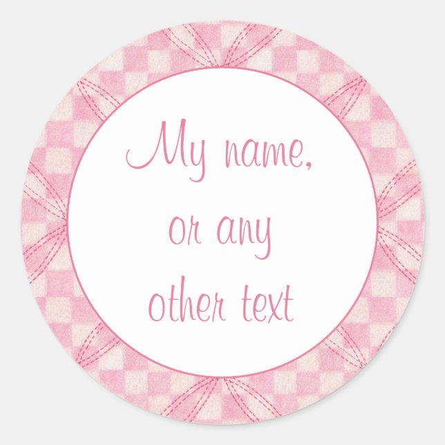 Adesivo Redondo PINK VERIFIQUE QUILT 3" - Vinhetas de matéria redo (Frente)