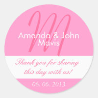 Pink White Simple Casamento Inicial Favor Obrigado