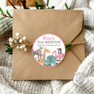 Adesivo Redondo Pink Wild Animal