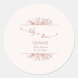 Adesivo Redondo Pink Wildflower Baby in Bloom