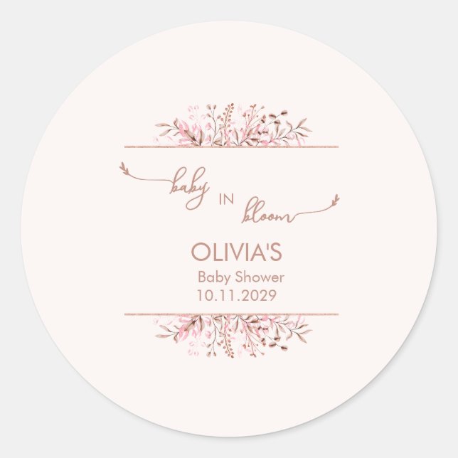 Adesivo Redondo Pink Wildflower Baby in Bloom (Frente)