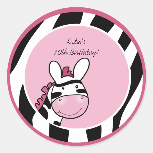 Adesivo Redondo PINK ZEBRA DIVA JUNGLE 3" Favkers (Frente)