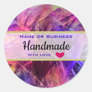 Adesivo Redondo Pinks roxos Abstrato modernos feitos à mão