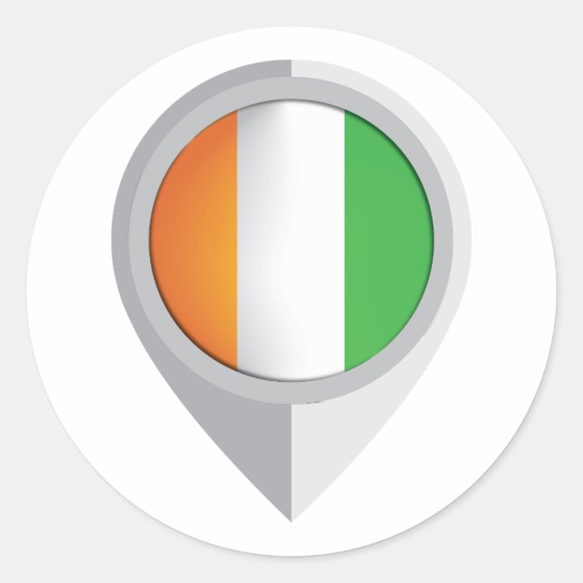 Adesivo Redondo Pino de localização da Costa do Marfim (Frente)
