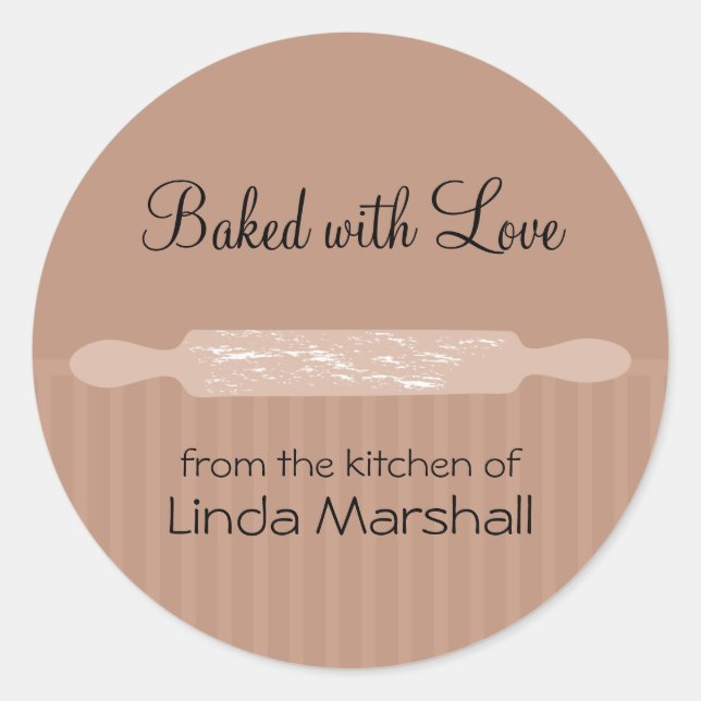 Adesivo Redondo Pino de Rolagem com Farinha da Cozinha de (Frente)