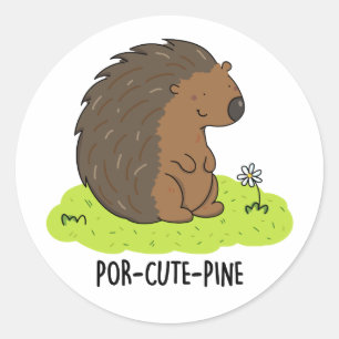 Adesivo Redondo Pino Engraçado Porcupine Porcupine