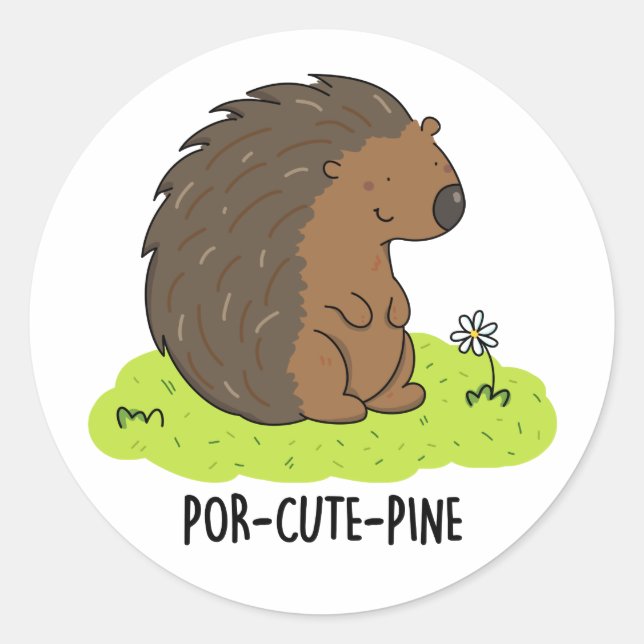 Adesivo Redondo Pino Engraçado Porcupine Porcupine (Frente)