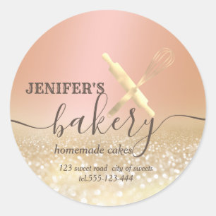 Adesivo Redondo Pino rolante brilhante e panificação de script che