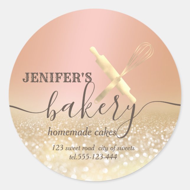 Adesivo Redondo Pino rolante brilhante e panificação de script che (Frente)