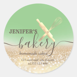 Adesivo Redondo Pino rolante brilhante e panificação de script che