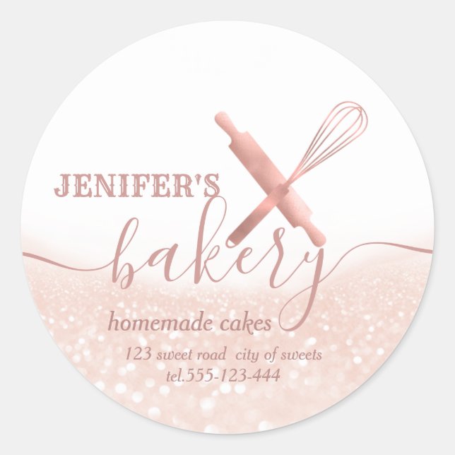 Adesivo Redondo Pino rolante brilhante e panificação de script che (Frente)