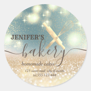 Adesivo Redondo Pino rolante brilhante e panificação de script che