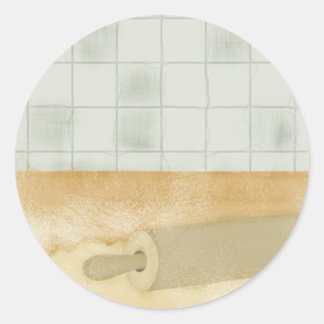 Adesivo Redondo pino rolante farinha galinha pincel de cozinha (Frente)