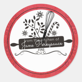 Adesivo Redondo Pino rolante whisk Natal da cozinha de