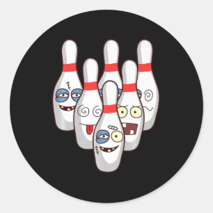 Adesivo Redondo Pinos De Boliche Em Pata Cortada Tocando Tea G
