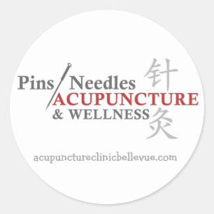 Adesivo Redondo Pinos e Agulha Stickers