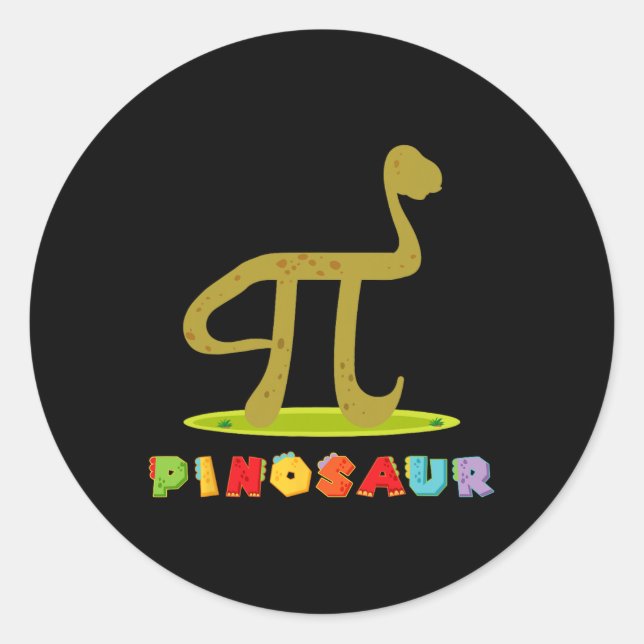 Adesivo Redondo Pinosaur Pi Day Engraçado Dinossauro Amante Matemá (Frente)