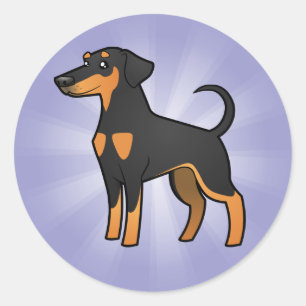 Adesivo Redondo Pinscher do Doberman dos desenhos animados
