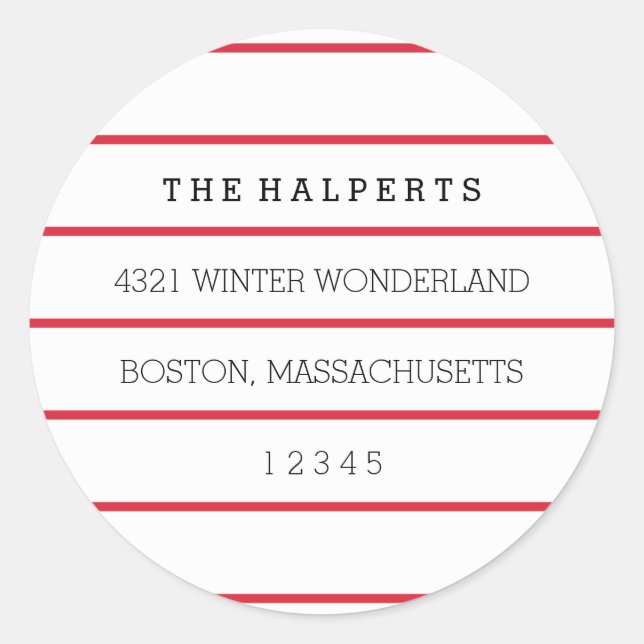 Adesivo Redondo Pinstripes largas | Vermelho e Branco | Endereço d (Frente)