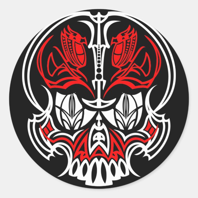 Adesivo Redondo Pinstriping do crânio (Frente)