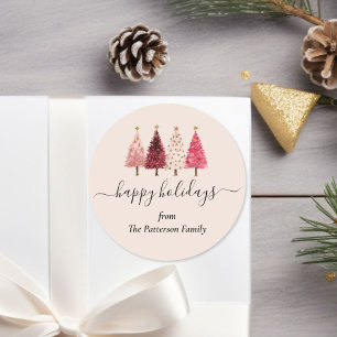 Adesivo Redondo Pinta Vermelha Cor-de-Rosa Pinta-Natal Personaliza