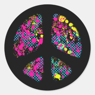 ADESIVO REDONDO PINTE O SINAL DE PAZ DO SPLATTER