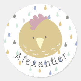 Adesivo Redondo Pintinho de Cute de Nome Personalizável