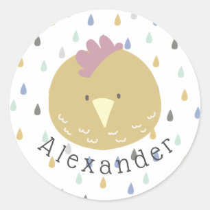 Adesivo Redondo Pintinho de Cute de Nome Personalizável