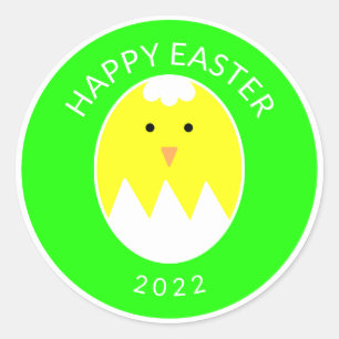 Adesivo Redondo Pintinho De Ovos Quebrados No Dia Do Felz pascoa B