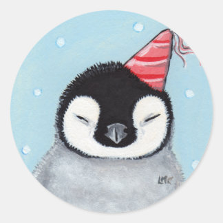 Adesivo Redondo Pintinho de pinguins/selos de envelopes