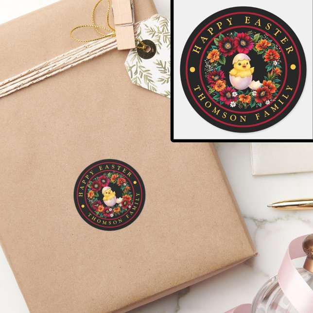 Adesivo Redondo Pintinho Personalizado Elegante e Floral (Criador carregado)