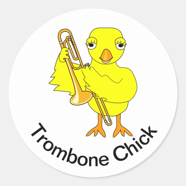Adesivo Redondo Pintinho Trombone (Frente)