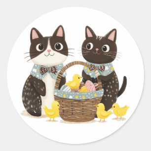 Adesivo Redondo Pintinhos para bebês Páscoas de Gatos de páscoa