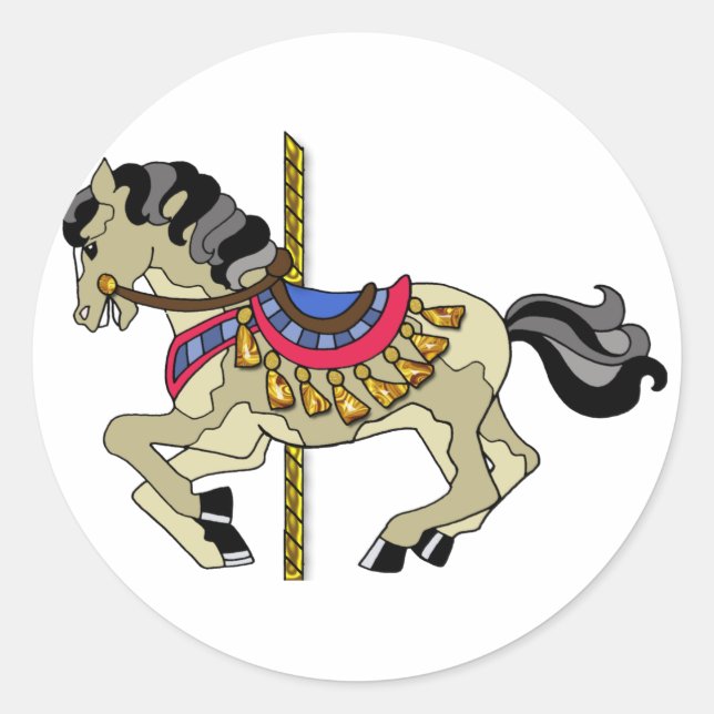 Adesivo Redondo Pinto Carousel Horse (Frente)