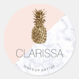 Adesivo Redondo Pinto-de-abacaxi-de-ouro moderno e elegante