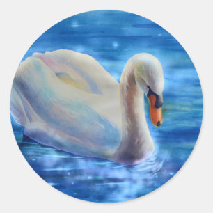 Adesivo Redondo Pintor aquoso branco do cisne