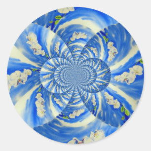 Adesivo Redondo Pintor branco de orquídea elegante