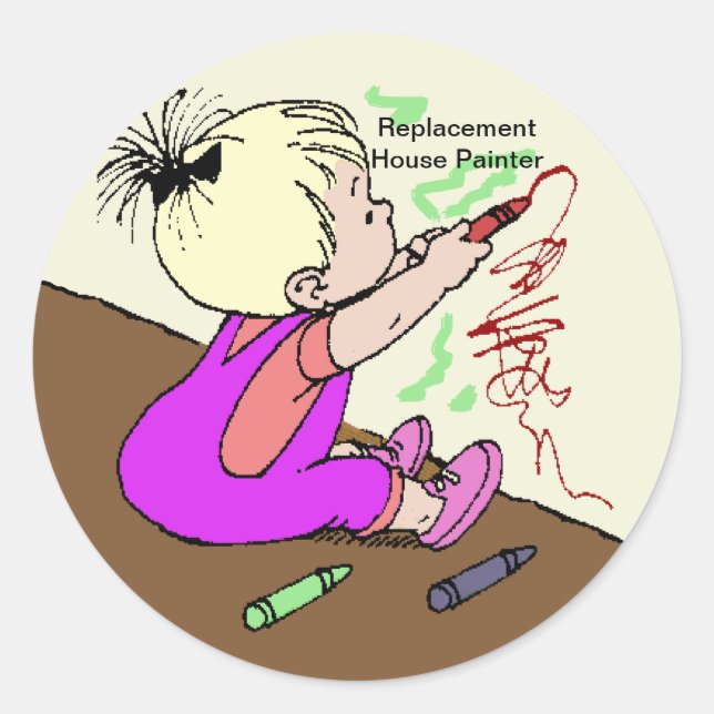 Adesivo Redondo Pintor de Casa de Substituição (Frente)