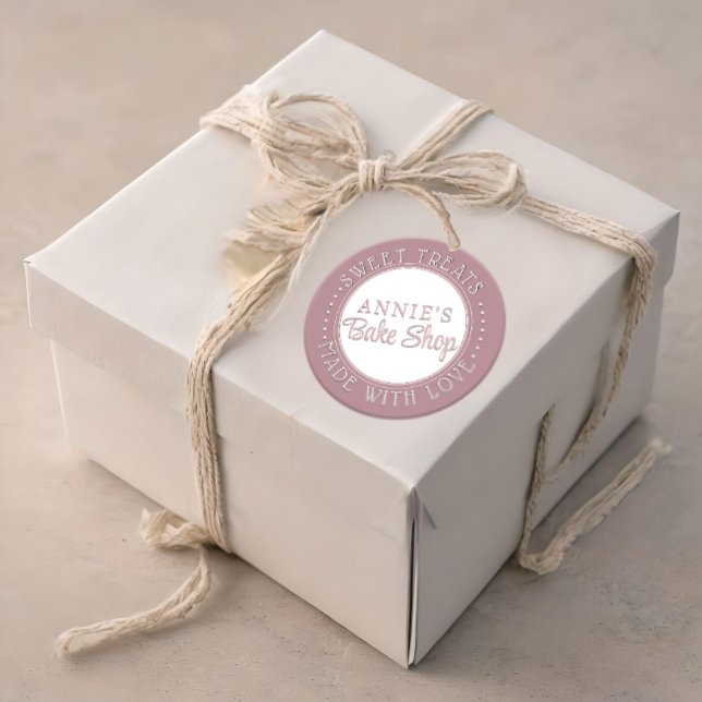 Adesivo Redondo Pintor de padaria personalizado rosa feito com amo (Criador carregado)