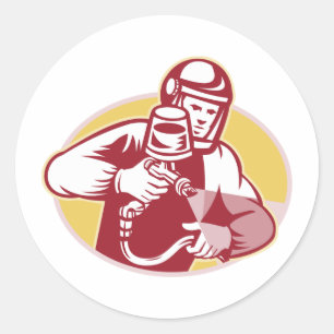 Adesivo Redondo Pintor de Pulverização Retro