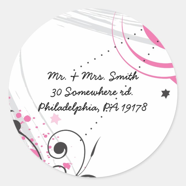 Adesivo Redondo PINTOS QUENTES PEDAÇOS E ESTRELAS Rótulo do adesiv (Frente)