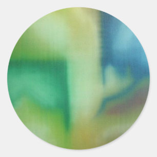 Adesivo Redondo Pintura a óleo abstrata desvanecida do azul & do