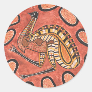 Adesivo Redondo Pintura Aboriginal Da Emu