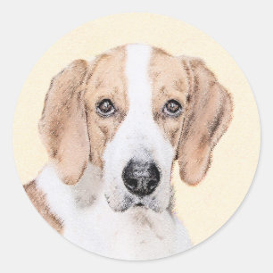 Adesivo Redondo Pintura Americana de Foxhound - Arte Cachorra Orig