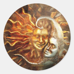 Adesivo Redondo Pintura: Amores lunares solares