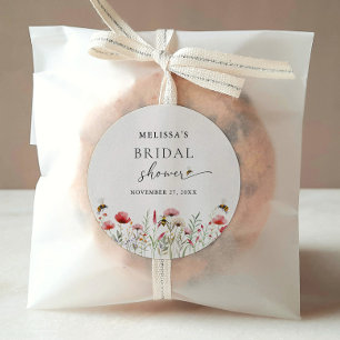 Adesivo Redondo Pintura aquarela de flores silvestres para abelha 