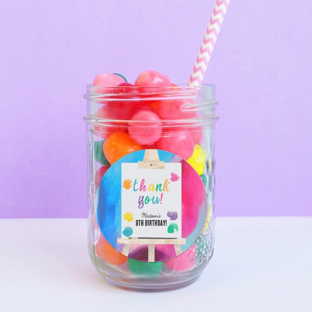 Adesivo Redondo Pintura Artesanato Artista Paint Aniversário Obrig (Art Painting Craft Artist Paint Birthday Thank Yo Classic Round Sticker)